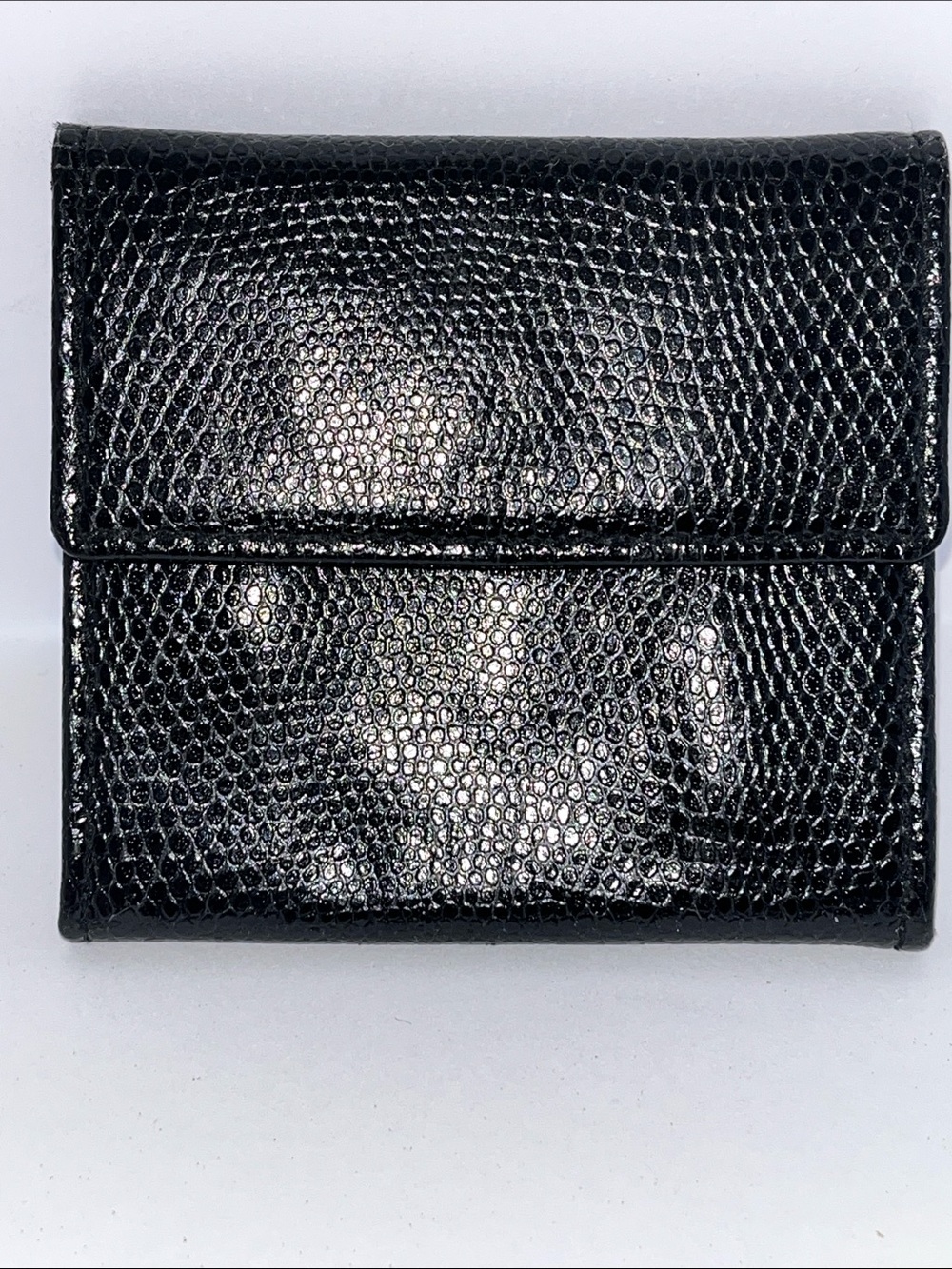 Desmo Made in Italy Black Textured Leather Compact Coin Wallet